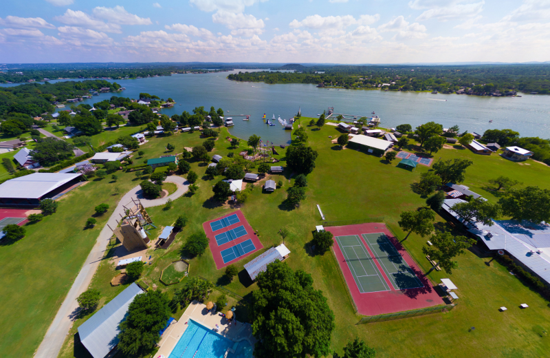 Aerial view of Camp Champions on Lake LBJ.