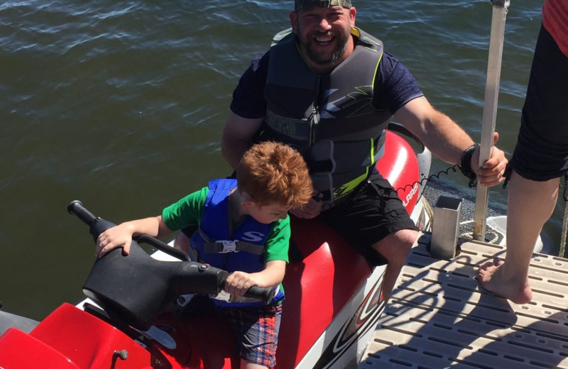 Family jet ski at The Red Door Resort.