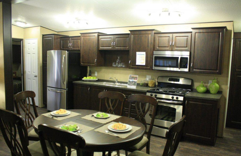 Cabin kitchen at Great Blue Resorts- Lantern Bay Resort.
