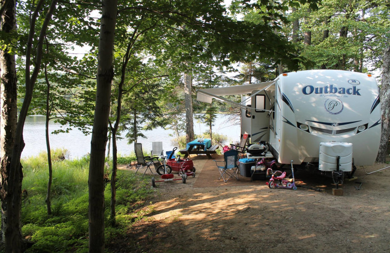 Lake view camp at Old Forge Camping Resort.