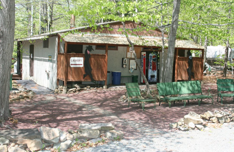 Bathroom facilities at Hemlock Campground & Cottages.