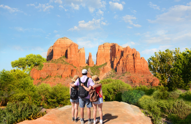 Family hiking near Sky Rock Inn of Sedona.