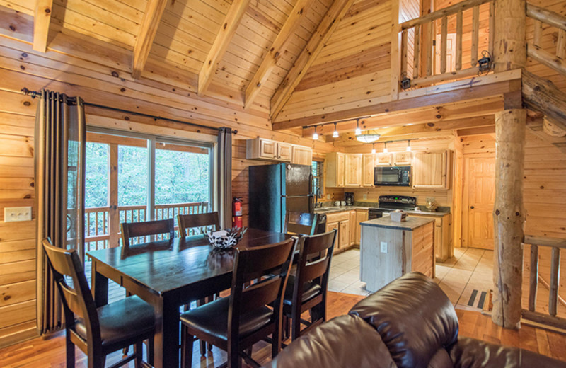 Cabin kitchen at Cut Above Cabins.