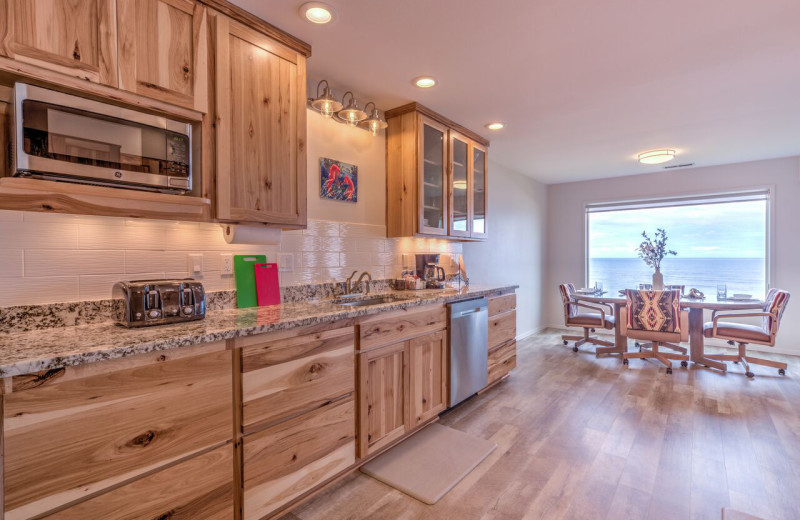 Rental kitchen at Cavalier Beachfront Condominiums.