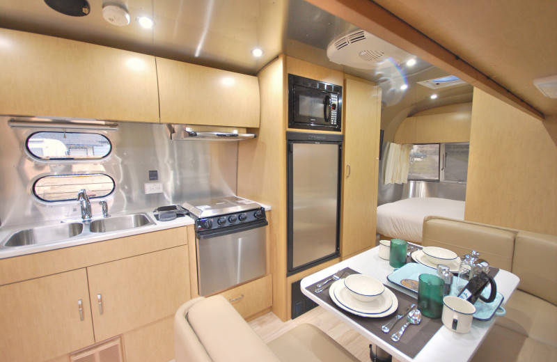 Guest kitchen at Airstreams at Haystack Village.