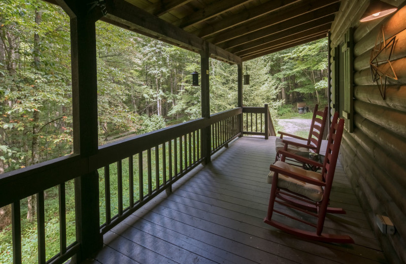 Cabin porch at Blue Ridge Vacation Cabins. 