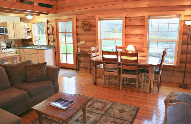 Cabin living room at Olympic View Cabins.