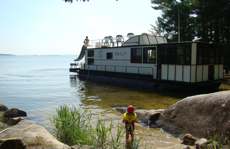 Houseboat exterior at Ebel's Voyageur Houseboats.