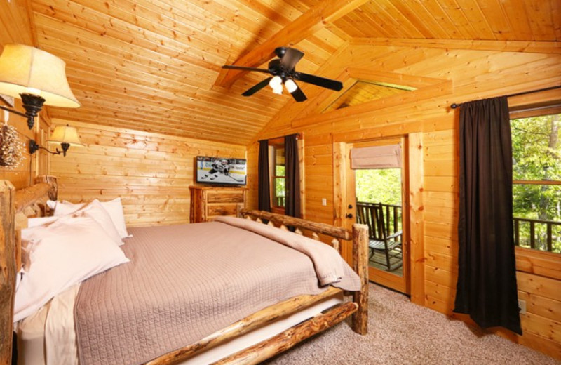 Cabin bedroom at Little Valley Mountain Resort.