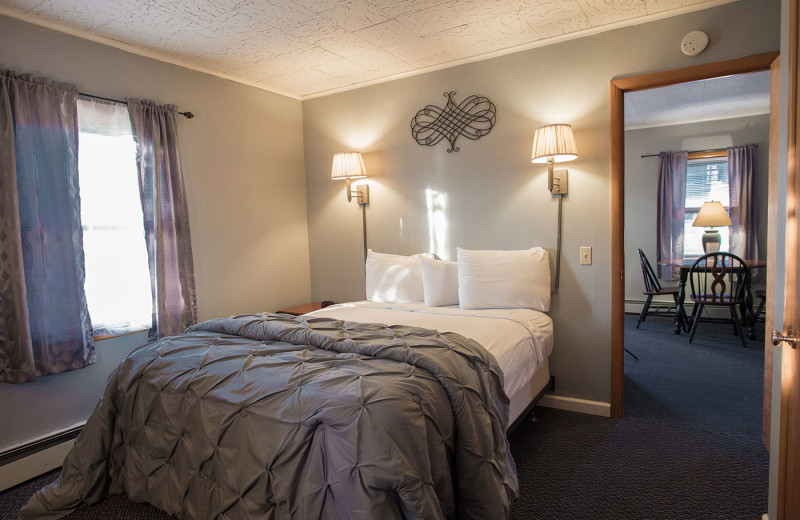 Cabin bedroom at Dunham's Bay Resort.