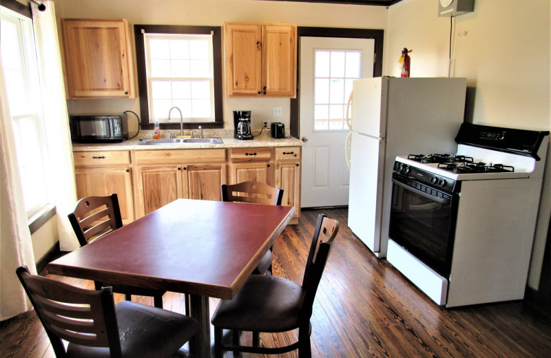 Cabin kitchen at Lynnhurst Family Resort.