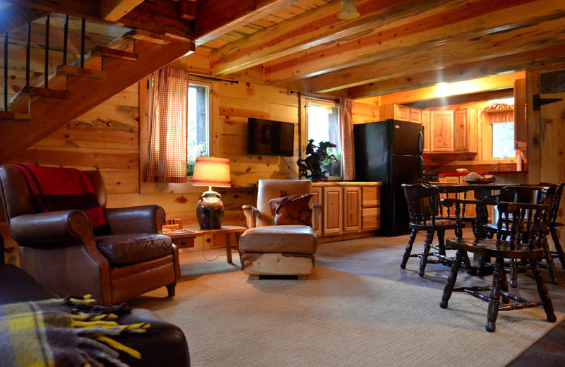 Cabin living room at Backroads Inn and Cabins.