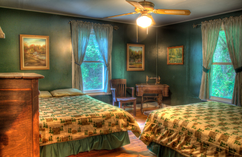 Rental bedroom at Hidden Creek Cabins.