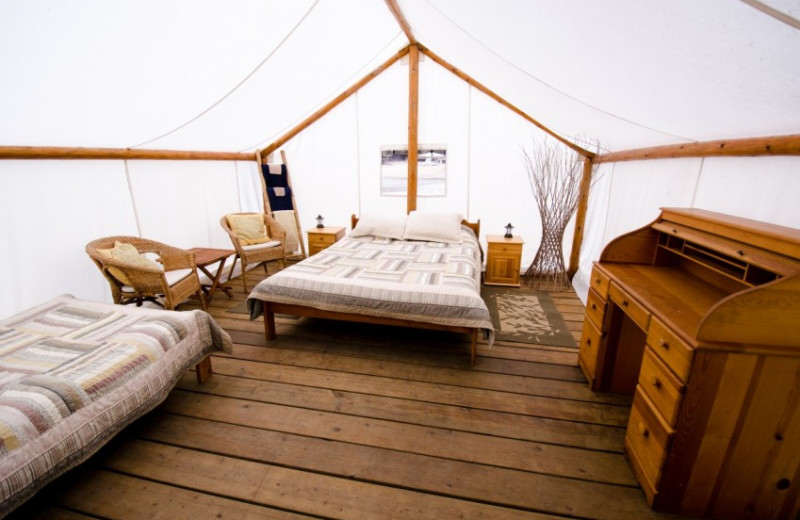 Guest tent at REO Rafting Resort.