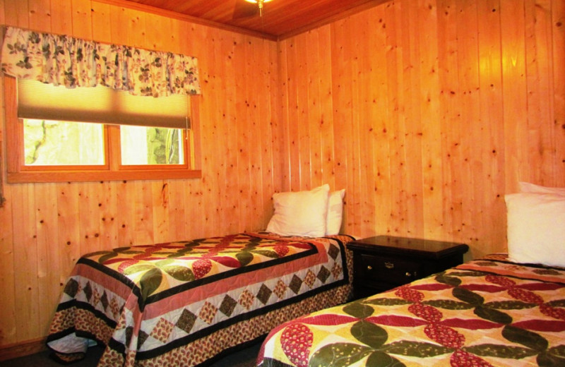 Cabin bedroom at Contessa Resort.