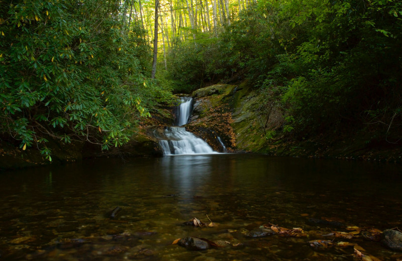 Waterfall at Yonder Luxury Vacation Rentals.