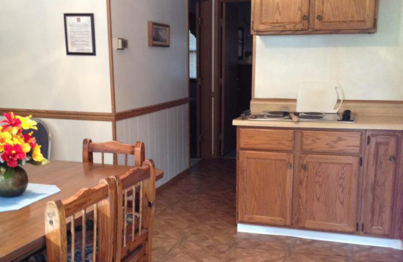 Cabin kitchen at Artilla Cove Resort.