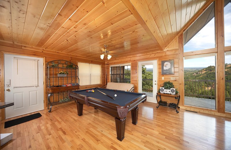 Cabin game room at Cabin Fever Vacations.