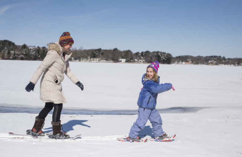 Snow shoe at Baker's Sunset Bay Resort.