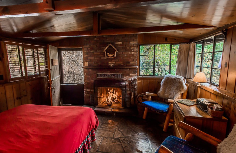 Cabin bedroom at Briar Patch Inn.