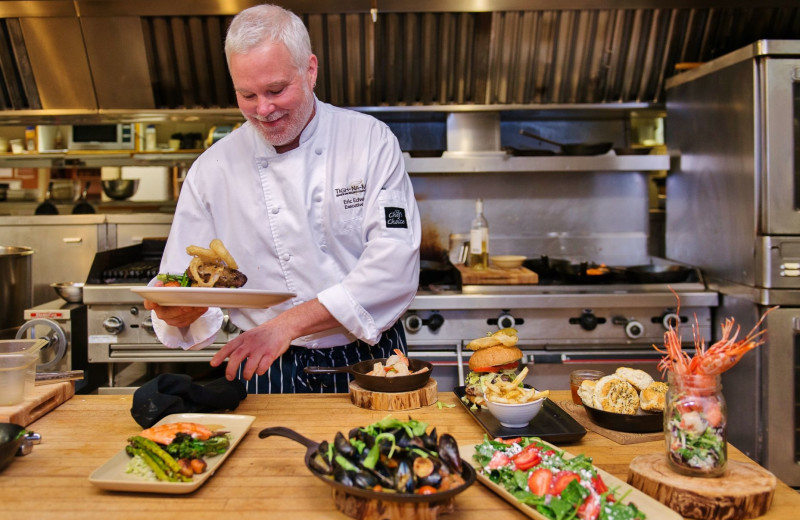 Chef preparing meals at Tigh-Na-Mara Resort.
