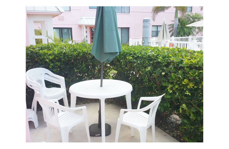 Guest patio at Gulf Winds Resort Condominiums.