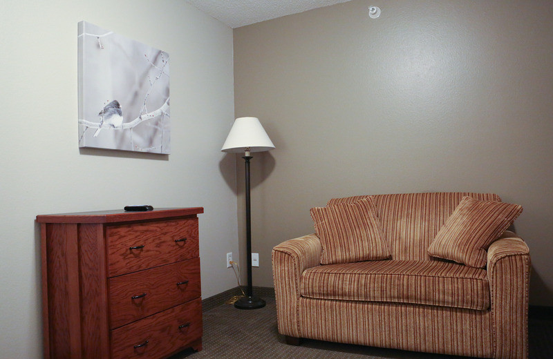 Guest room at GrandStay Perham.