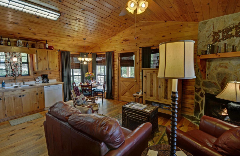 Cabin living room at Sliding Rock Cabins.