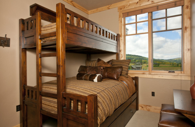 Vacation rental bedroom at Cabin and Company.