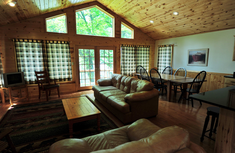 Cottage living room at Bug-Bee Hive Resort.