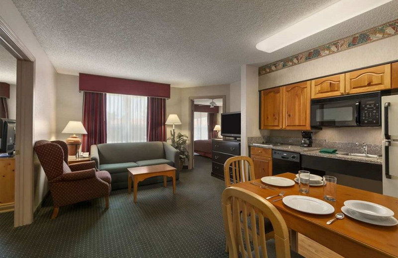 Guest room at Homewood Suites Phoenix-Scottsdale.