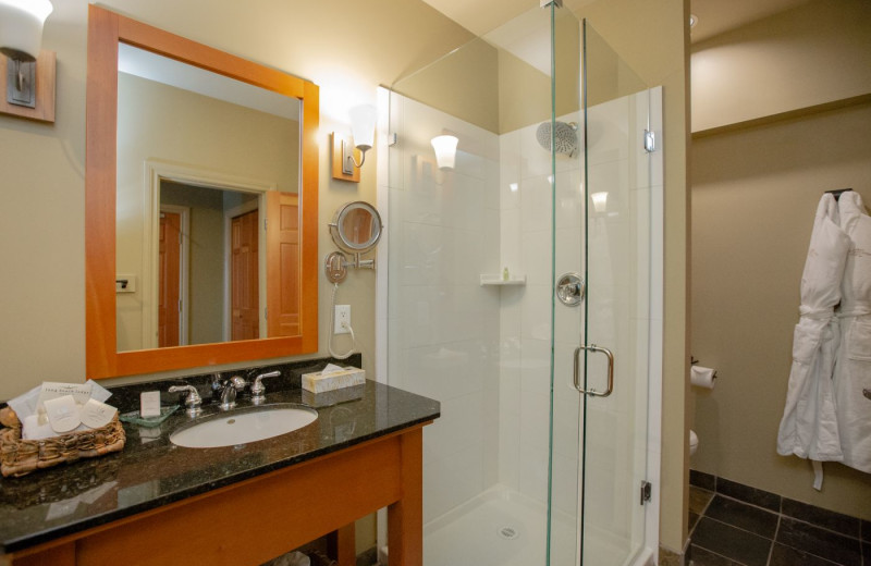 Guest bathroom at Long Beach Lodge Resort.