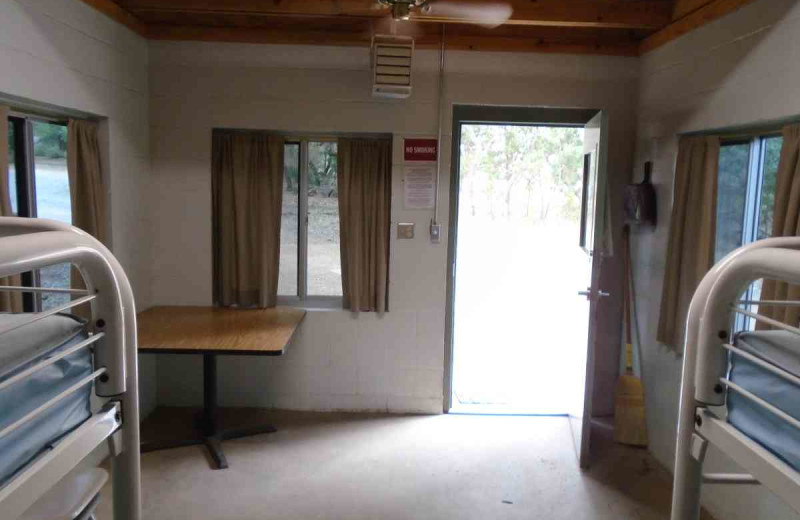 Cabin interior at Inks Lake State Park.