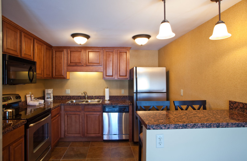 Guest kitchen at Holiday Inn Club Vacations at Ascutney Mountain Resort.