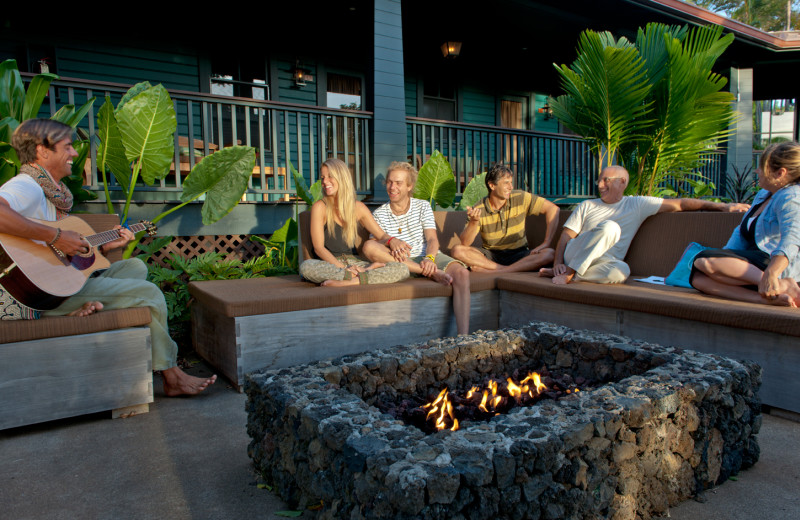 Outdoor fireplace patio at Lumeria Maui.