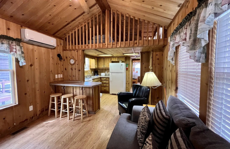 Cabin interior at Copper John's Resort.