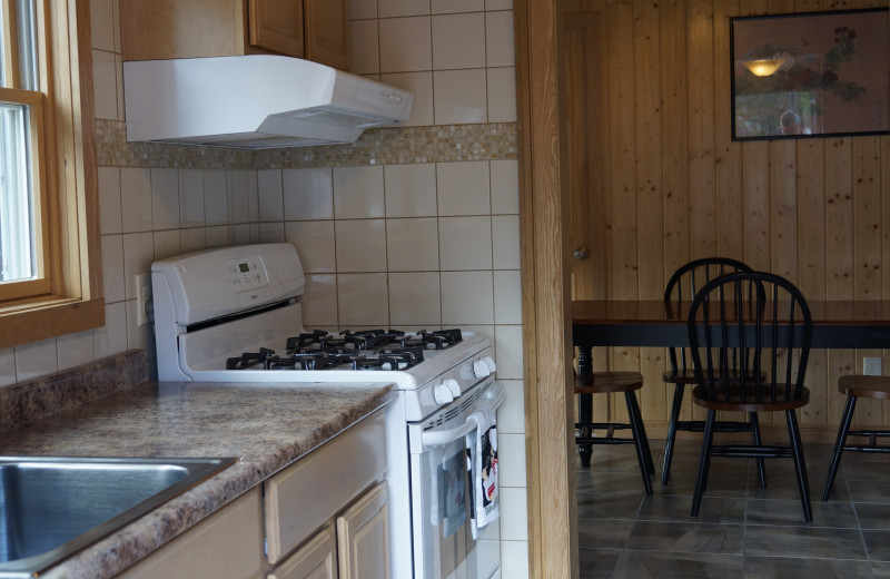 Cabin kitchen at Contessa Resort.