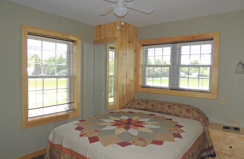 Cottage bedroom at Angel Rock Waterfront Cottages.