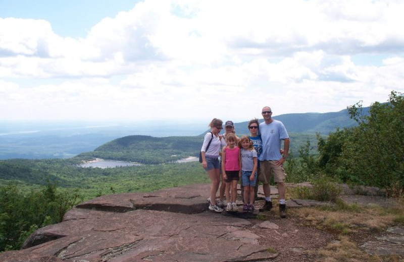 Family hiking at Crystal Brook Resort.