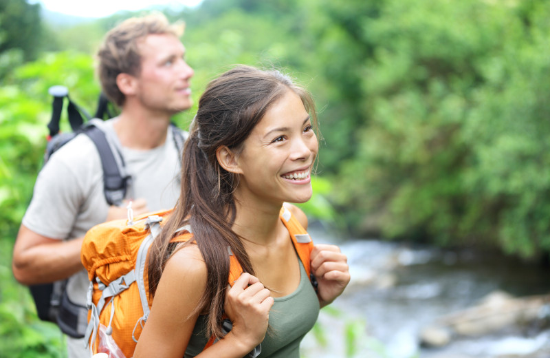 Hiking at Creekside Camp & Cabins.