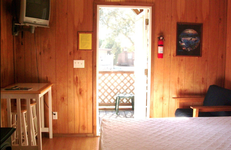 Cabin interior at Navarre Beach Campground.