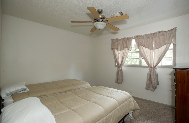 Cabin bedroom at Brady Mountain Resort & Marina.