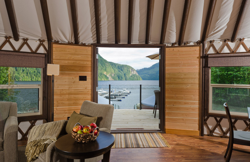 Yurt view at Nootka Marine Adventures.