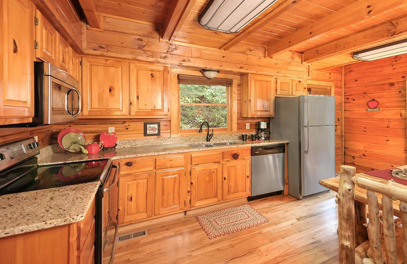 Cabin bedroom at Outrageous Cabins LLC.