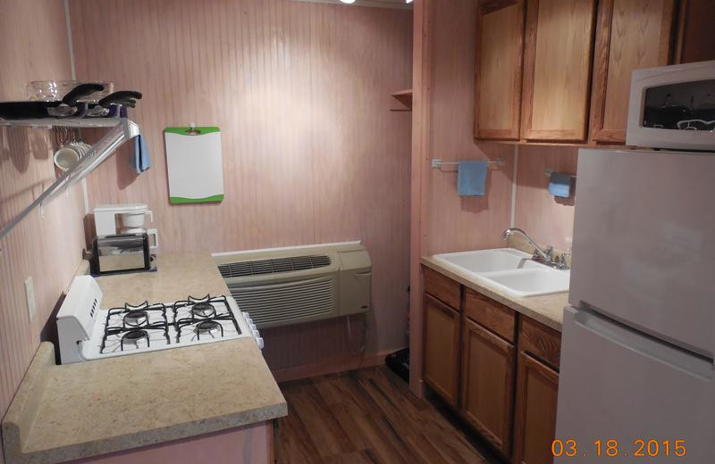 Suite kitchen at Black Hills Cabins & Motel at Quail's Crossing.