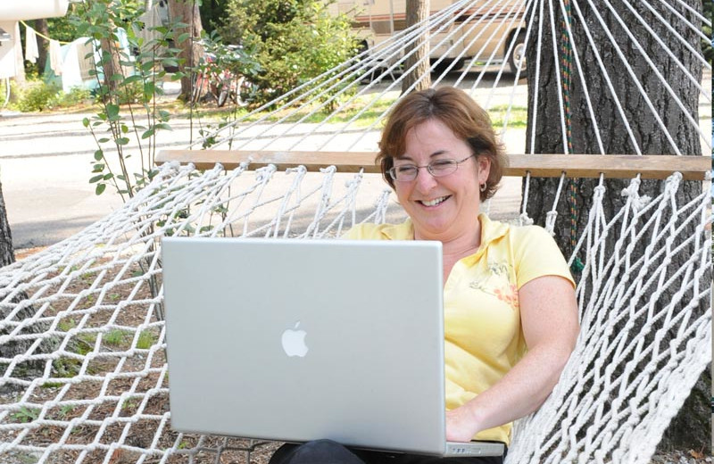 Relaxing in a hammock at Lake George RV Park.