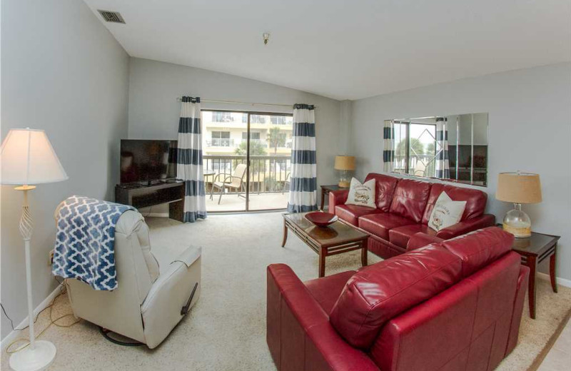 Rental bedroom at Surf Song Resort Condominiums.