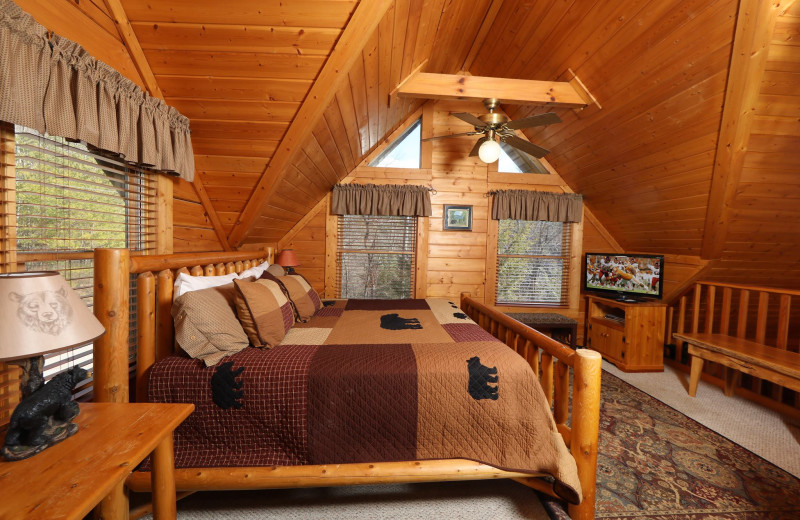 Cabin bedroom at Little Valley Mountain Resort.