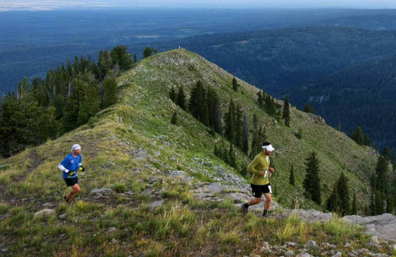 Hiking in the mountains at Grand Targhee Resort.