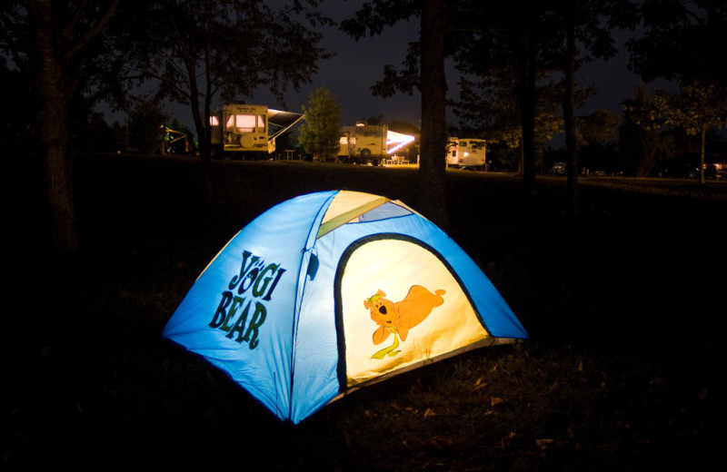 Tent camping at Jellystone Park at Lake Monroe.